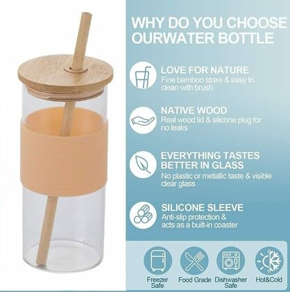 Glass Sipper Tumbler with Lid Straw Rubber Sleeve for Hot/Cold Tea Coffee Juice Glass Tumbler(300 ml_Pink) - Image 5