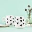 Set of cups- Black white heart pattern