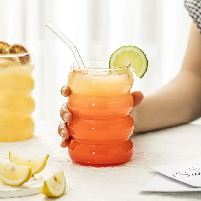 Coffee glass with straw